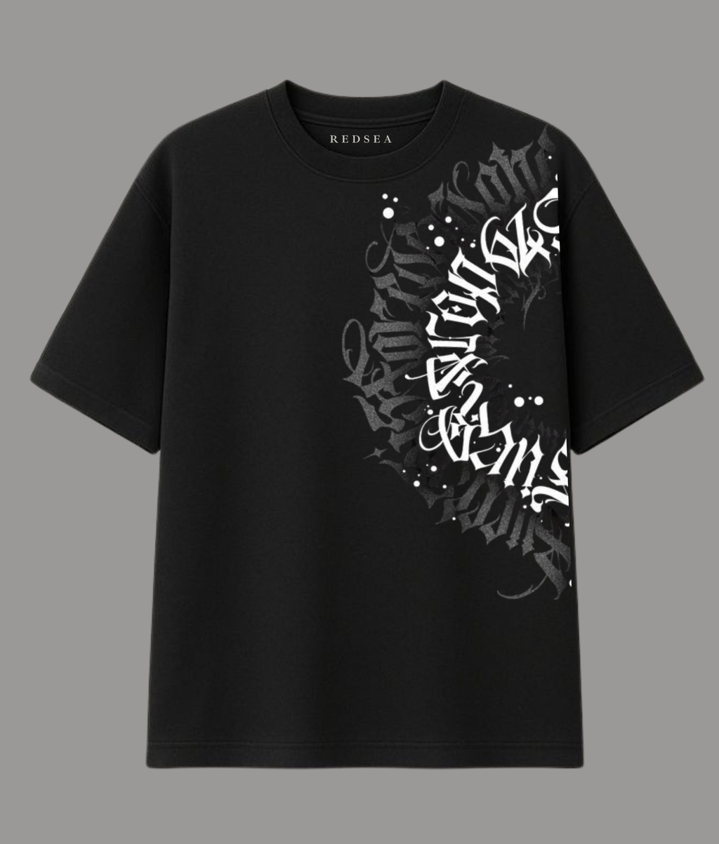 "Eclipse" Gothic Calligraphy Oversized Tee