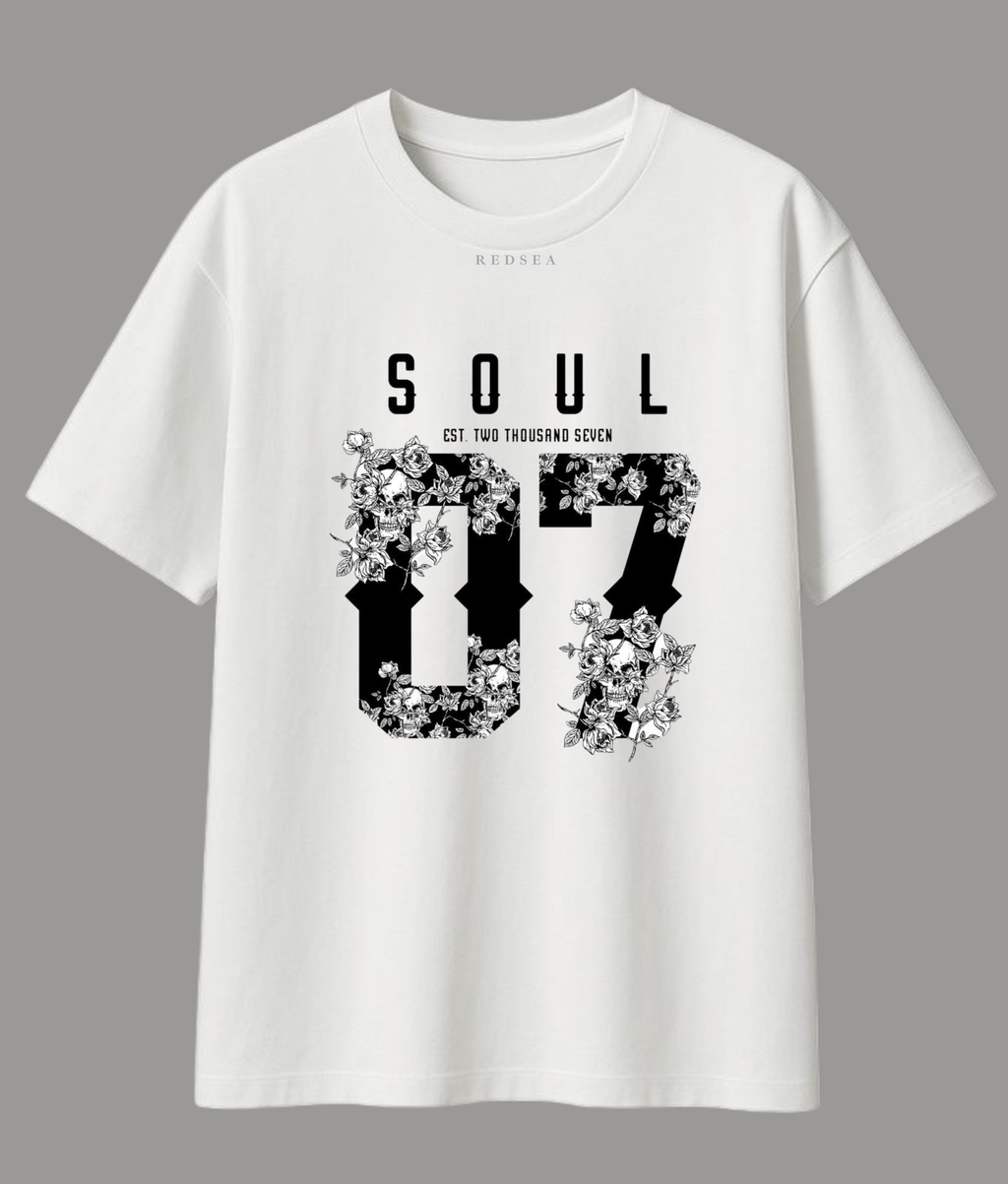 Soul 07" Floral Skull Graphic Oversized Tee