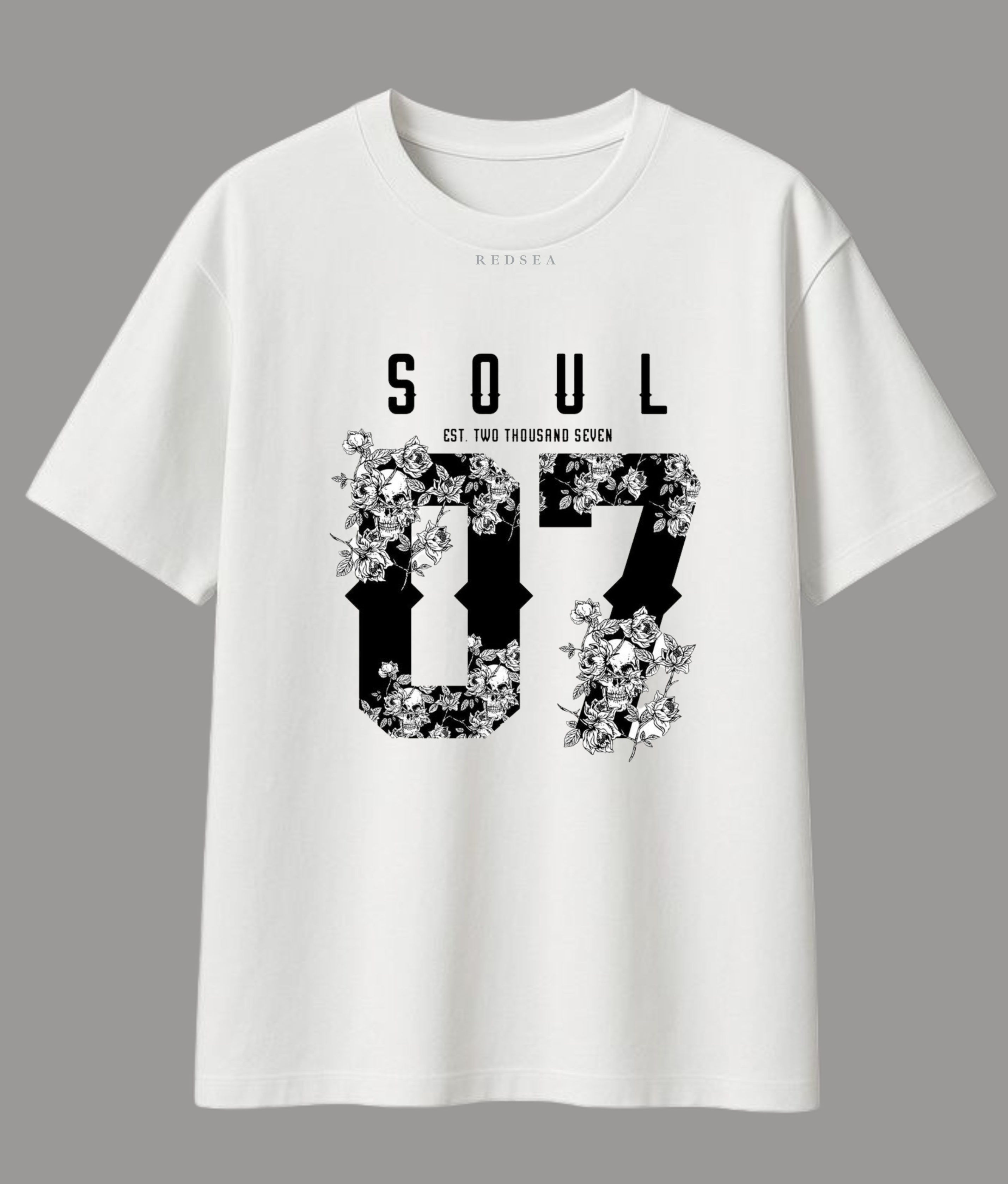 Soul 07" Floral Skull Graphic Oversized Tee