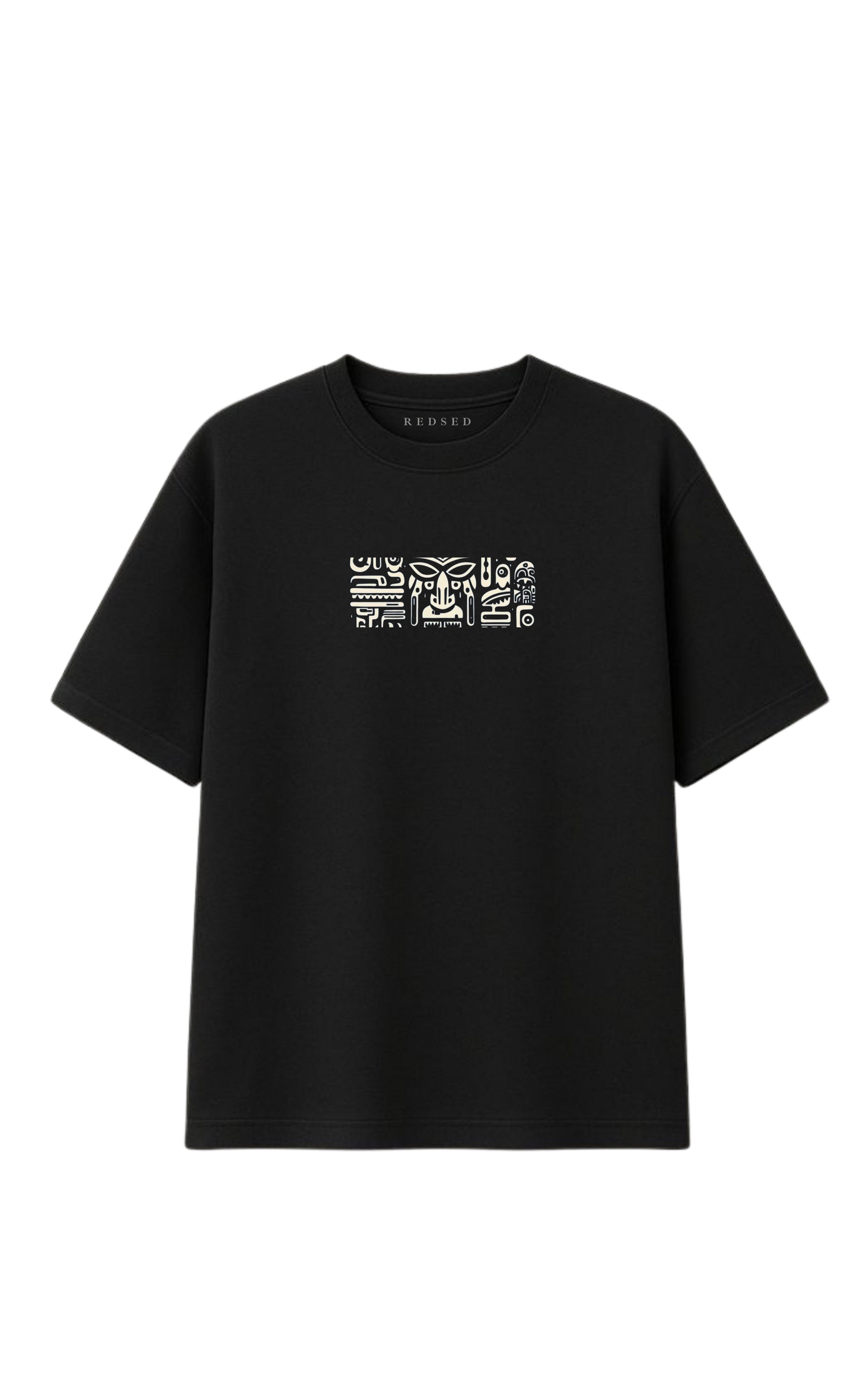 The "Tribal Matrix" Heavyweight Oversized Tee – Black